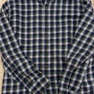 J. Crew Factory Navy and White Plaid Button Down Shirt